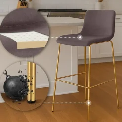 CLP Barkruk Hoover goud Frame - Fluweel - bruin