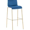 Barkrukken-CLP Barkruk Hoover goud Frame - Fluweel - blauw