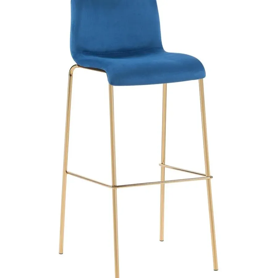 Barkrukken-CLP Barkruk Hoover goud Frame - Fluweel - blauw