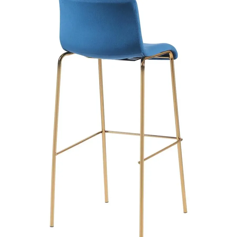 Barkrukken-CLP Barkruk Hoover goud Frame - Fluweel - blauw