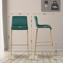 Barkrukken-CLP Barkruk Hoover goud Frame - Fluweel - groen