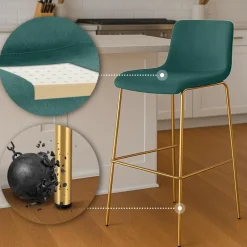 Barkrukken-CLP Barkruk Hoover goud Frame - Fluweel - groen