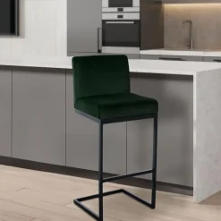 CLP Barkruk Hopewell zwart Frame - Fluweel - groen