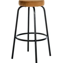 CLP Barkruk Kamari mat zwart Frame - Fluweel - koffie