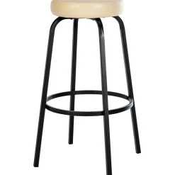 Barkrukken-CLP Barkruk Kamari mat zwart Frame - Kunstleer - creme