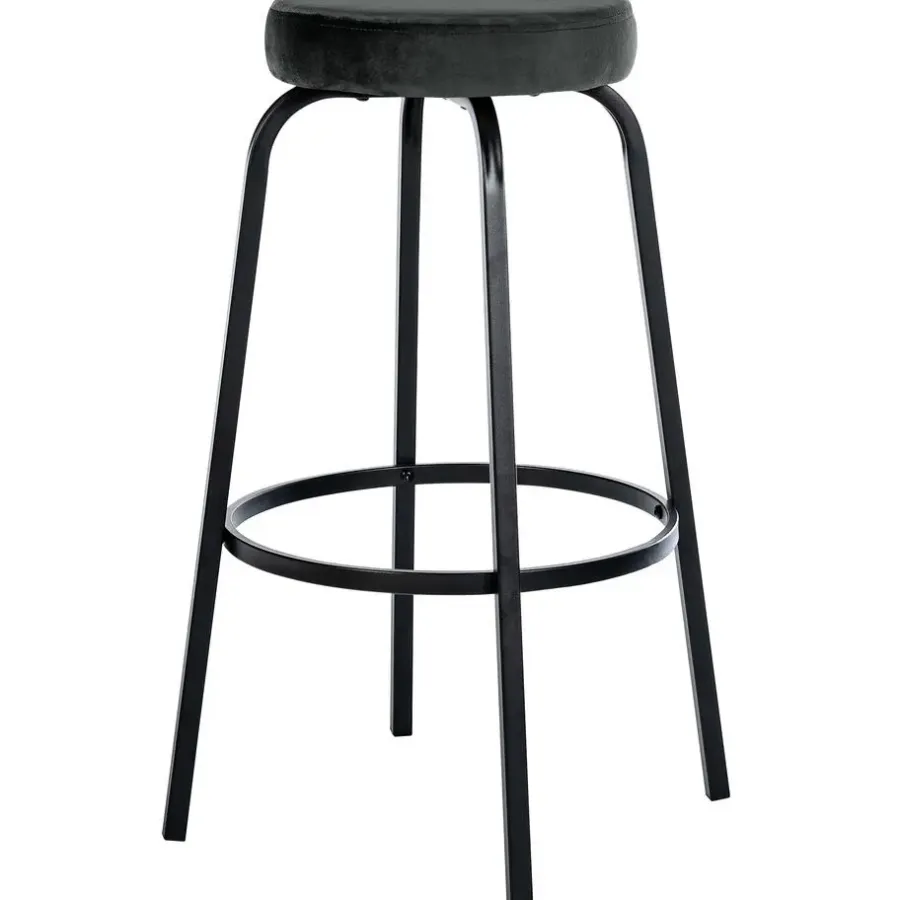 CLP Barkruk Kamari mat zwart Frame - Fluweel - donkergrijs