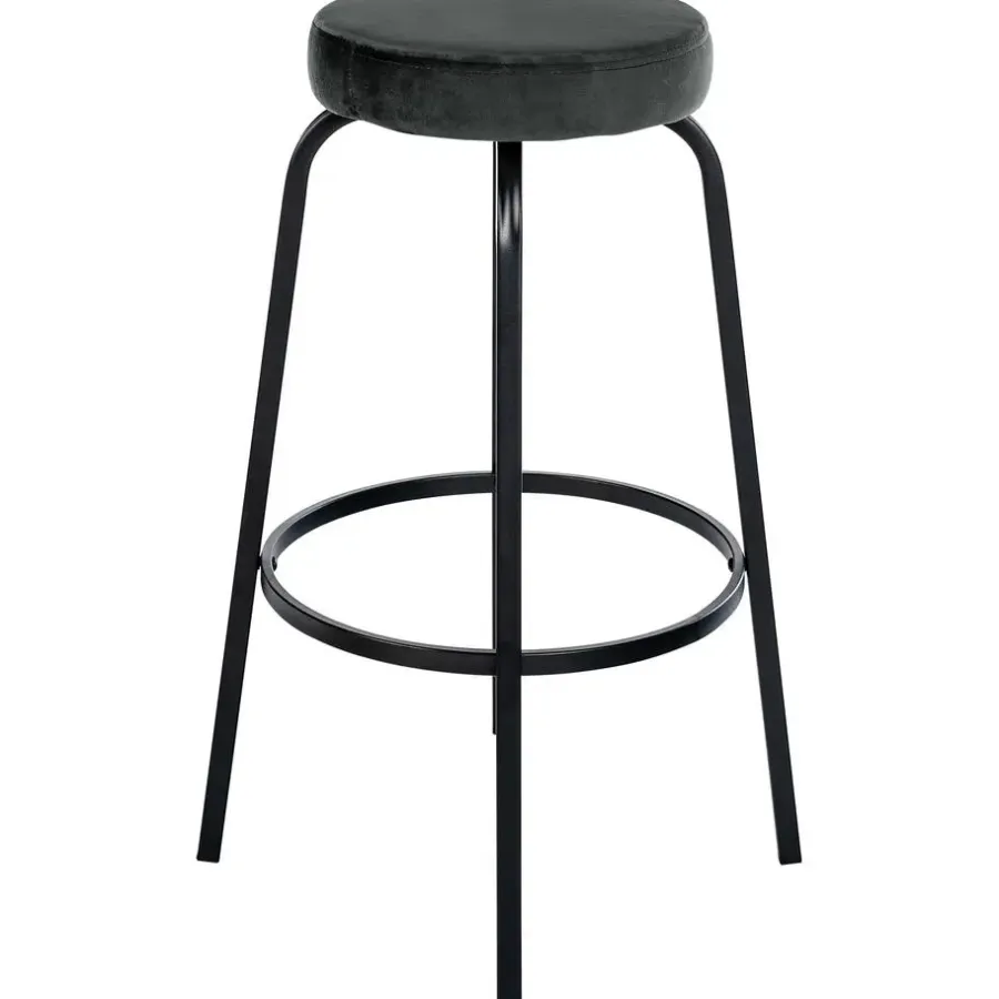 CLP Barkruk Kamari mat zwart Frame - Fluweel - donkergrijs