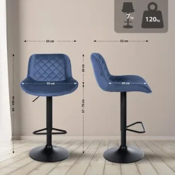 Barkrukken-CLP Barkruk Kasson zwart Frame - Fluweel - blauw