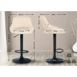 Barkrukken-CLP Barkruk Milet zwart Frame - Stof - creme