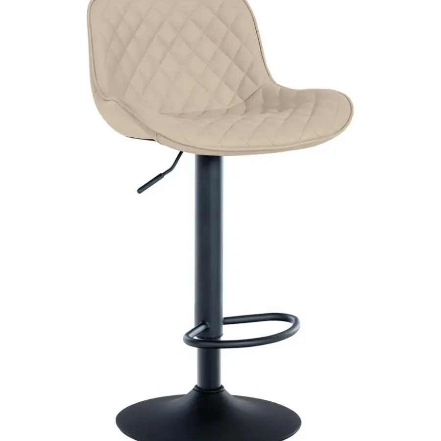 CLP Barkruk Minosa zwart Frame - Kunstleer - creme
