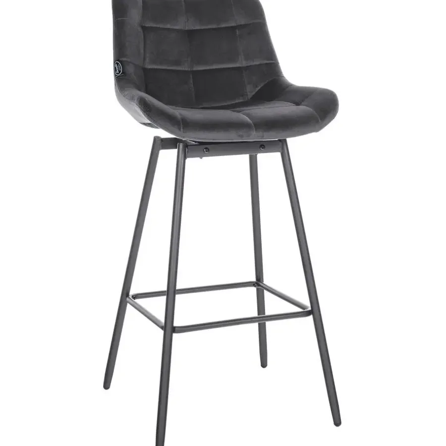 Barkrukken-CLP Barkruk Weston zwart Frame - Fluweel - donkergrijs