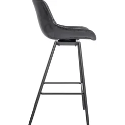 Barkrukken-CLP Barkruk Weston zwart Frame - Fluweel - donkergrijs