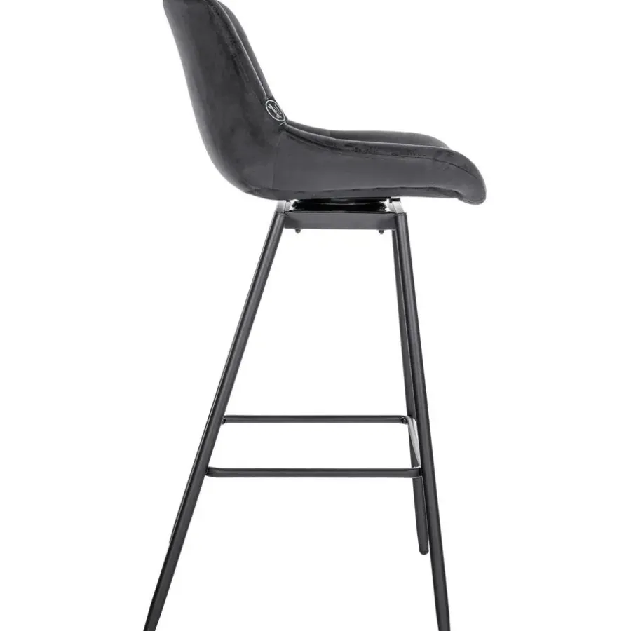 Barkrukken-CLP Barkruk Weston zwart Frame - Fluweel - donkergrijs