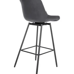 Barkrukken-CLP Barkruk Weston zwart Frame - Fluweel - donkergrijs