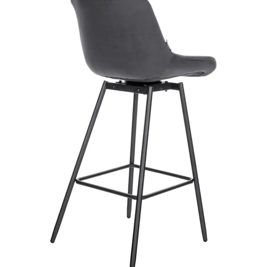 Barkrukken-CLP Barkruk Weston zwart Frame - Fluweel - donkergrijs