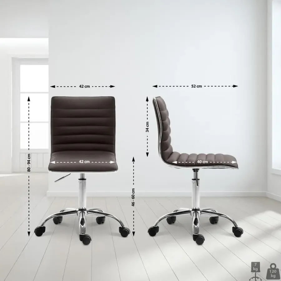 CLP Bureaustoel Alamosa chroom Frame - Kunstleer - bruin