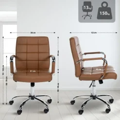 CLP Bureaustoel Ashland chroom Frame - Kunstleer - licht bruin
