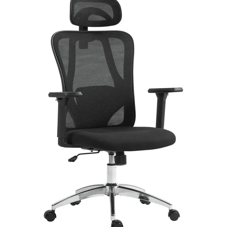 Bureaustoelen|Bureaustoelen-CLP Bureaustoel Bryden chroom Frame - Kunststof - zwart