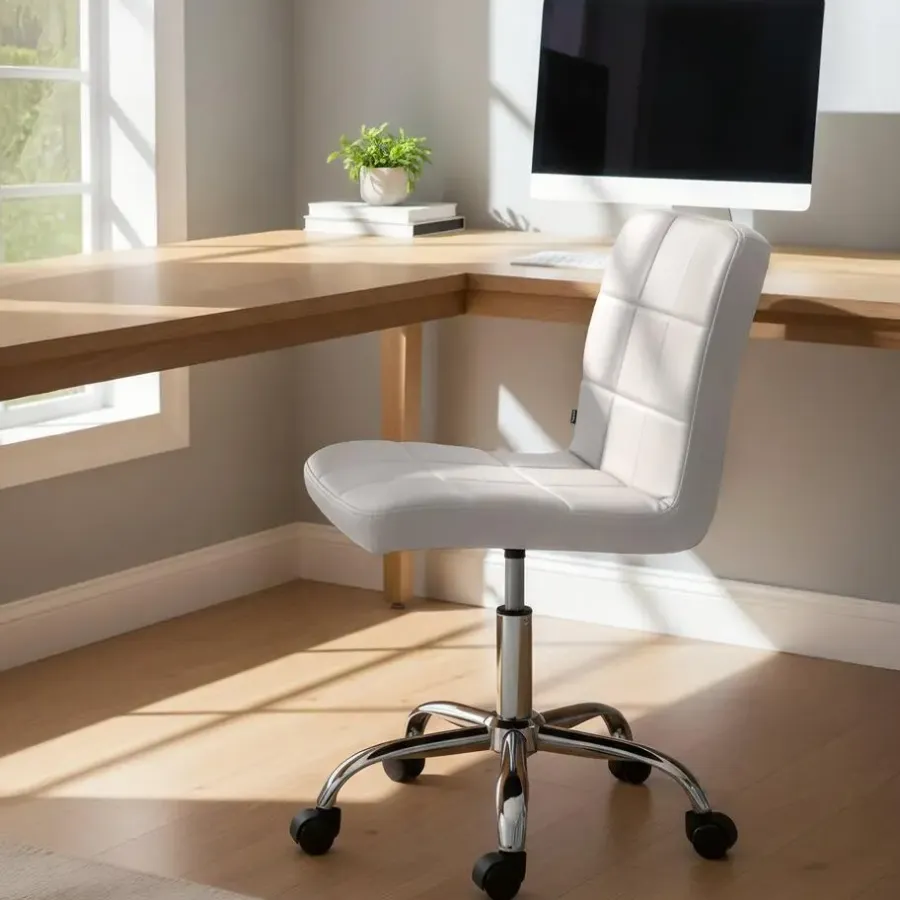 Bureaustoelen|Bureaustoelen-CLP Bureaustoel Darfield Kunstleer - wit