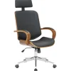 Bureaustoelen|Bureaustoelen-CLP Bureaustoel Dayton walnoot Frame - Kunstleer - walnoot/zwart