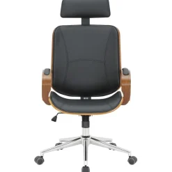 Bureaustoelen|Bureaustoelen-CLP Bureaustoel Dayton walnoot Frame - Kunstleer - walnoot/zwart