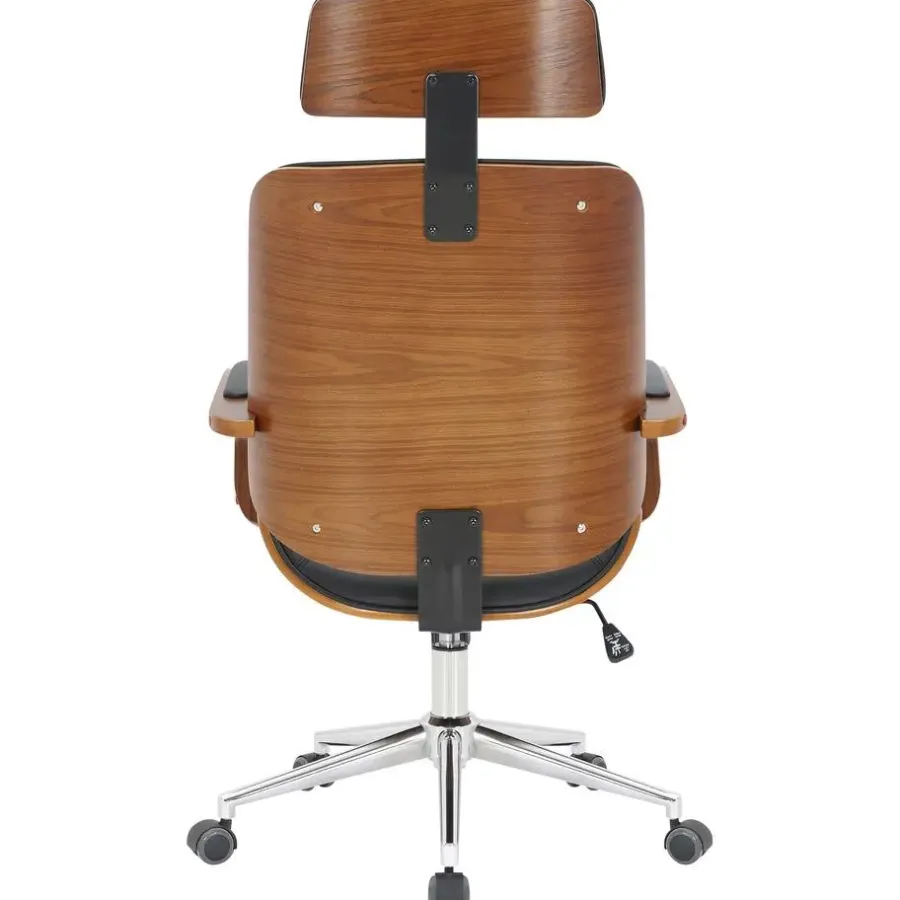 Bureaustoelen|Bureaustoelen-CLP Bureaustoel Dayton walnoot Frame - Kunstleer - walnoot/zwart