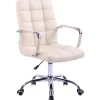 Bureaustoelen|Bureaustoelen-CLP Bureaustoel Deli chroom Frame - Kunstleer - creme