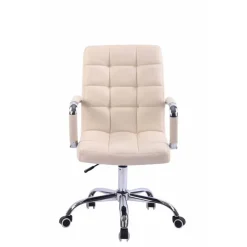 Bureaustoelen|Bureaustoelen-CLP Bureaustoel Deli chroom Frame - Kunstleer - creme