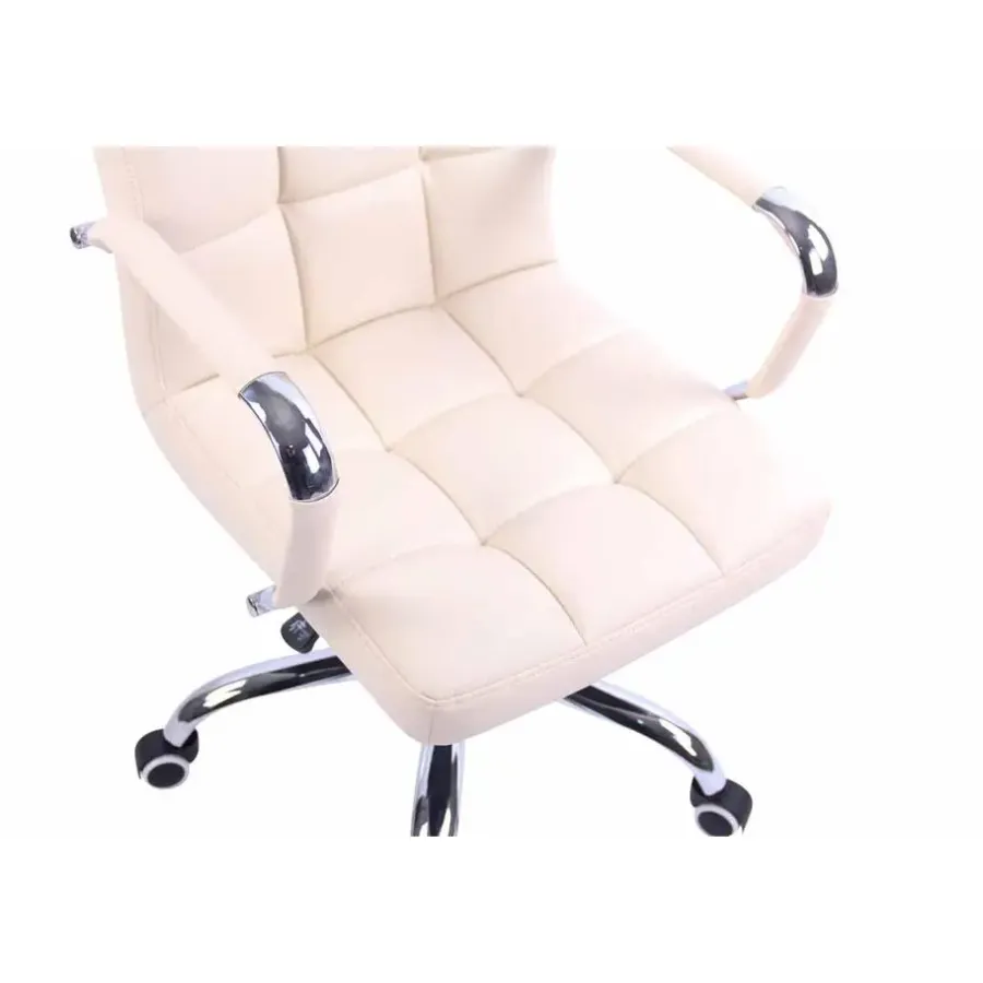 Bureaustoelen|Bureaustoelen-CLP Bureaustoel Deli chroom Frame - Kunstleer - creme