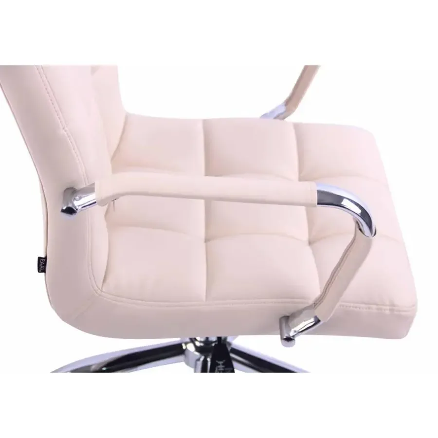 Bureaustoelen|Bureaustoelen-CLP Bureaustoel Deli chroom Frame - Kunstleer - creme