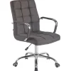 Bureaustoelen|Bureaustoelen-CLP Bureaustoel Deli chroom Frame - Stof - donkergrijs