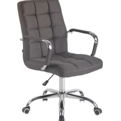 Bureaustoelen|Bureaustoelen-CLP Bureaustoel Deli chroom Frame - Stof - donkergrijs