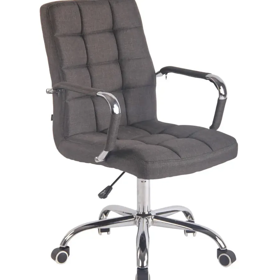 Bureaustoelen|Bureaustoelen-CLP Bureaustoel Deli chroom Frame - Stof - donkergrijs