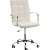 Bureaustoelen|Bureaustoelen-CLP Bureaustoel Deli V2 chroom Frame - Kunstleer - wit
