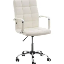 Bureaustoelen|Bureaustoelen-CLP Bureaustoel Deli V2 chroom Frame - Kunstleer - wit