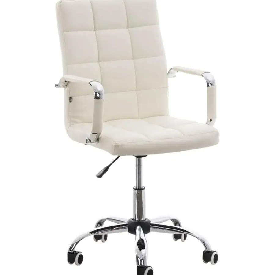 Bureaustoelen|Bureaustoelen-CLP Bureaustoel Deli V2 chroom Frame - Kunstleer - wit