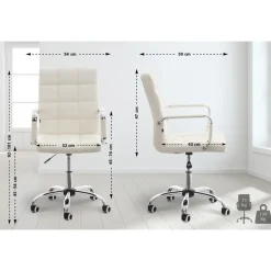 Bureaustoelen|Bureaustoelen-CLP Bureaustoel Deli V2 chroom Frame - Kunstleer - wit