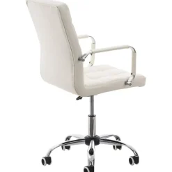 Bureaustoelen|Bureaustoelen-CLP Bureaustoel Deli V2 chroom Frame - Kunstleer - wit