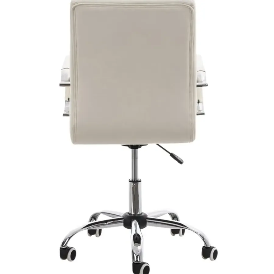 Bureaustoelen|Bureaustoelen-CLP Bureaustoel Deli V2 chroom Frame - Kunstleer - wit