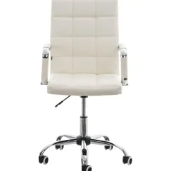 Bureaustoelen|Bureaustoelen-CLP Bureaustoel Deli V2 chroom Frame - Kunstleer - wit