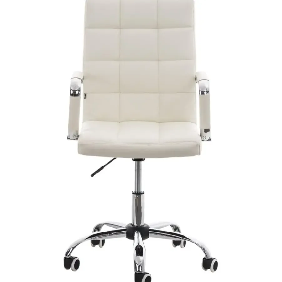 Bureaustoelen|Bureaustoelen-CLP Bureaustoel Deli V2 chroom Frame - Kunstleer - wit