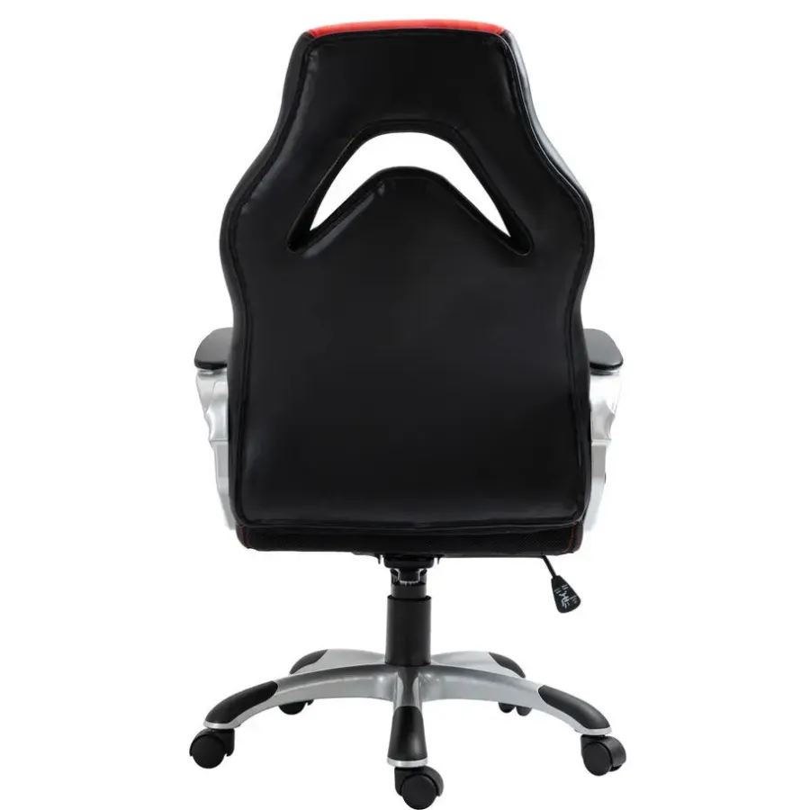 CLP Bureaustoel Foxton grijs Frame - Kunstleer - zwart/rood