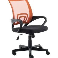 Bureaustoelen|Bureaustoelen-CLP Bureaustoel Genius zwart Frame - Kunstleer - oranje
