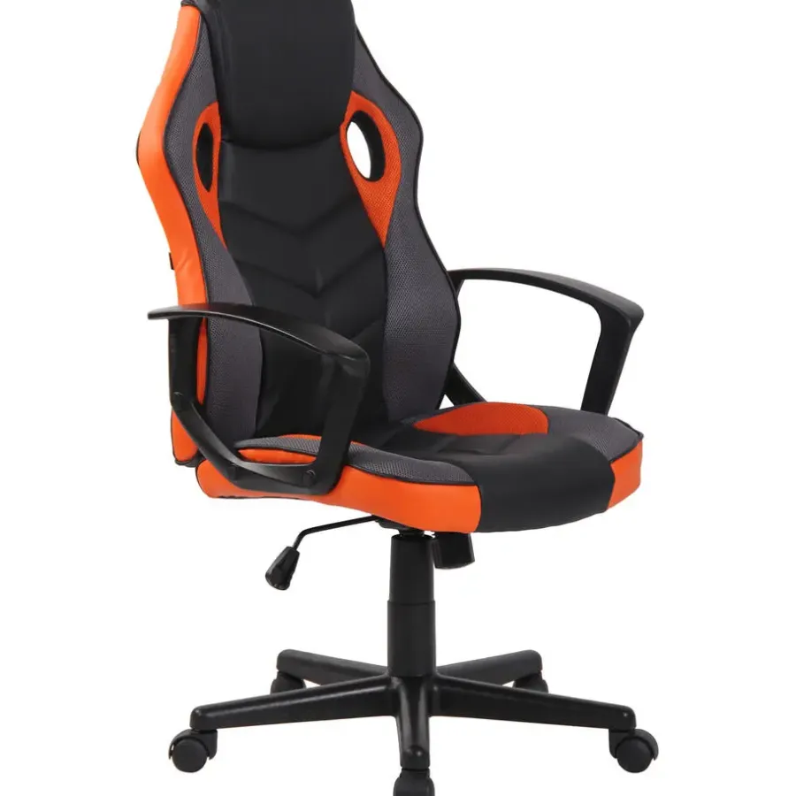 CLP Bureaustoel Glendale zwart Frame - Stof - zwart/oranje