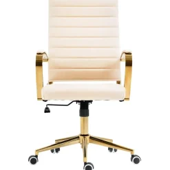 Bureaustoelen|Bureaustoelen-CLP Bureaustoel Havanna goud Frame - Kunstleer - creme