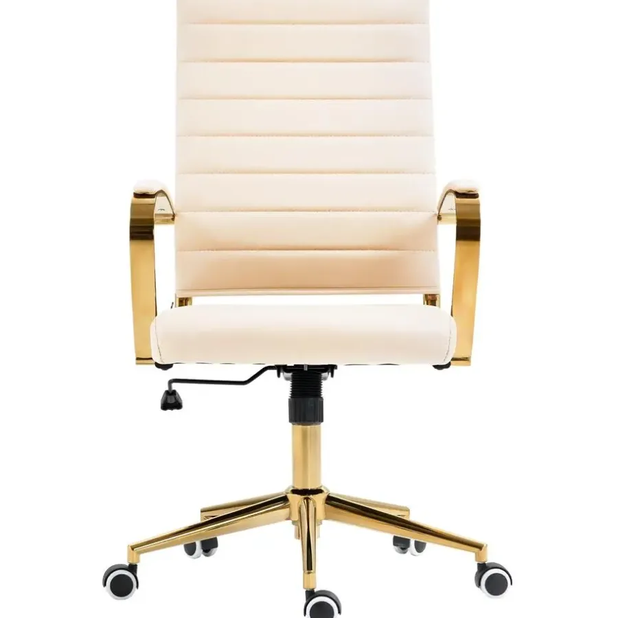 Bureaustoelen|Bureaustoelen-CLP Bureaustoel Havanna goud Frame - Kunstleer - creme