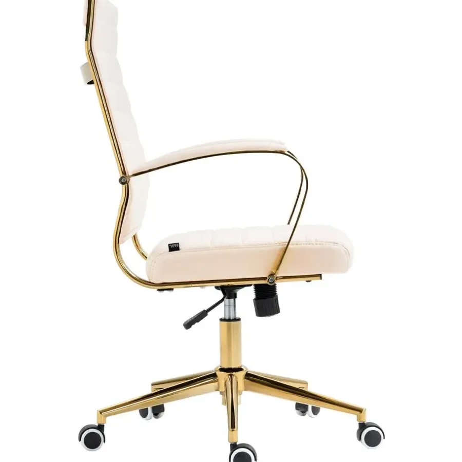 Bureaustoelen|Bureaustoelen-CLP Bureaustoel Havanna goud Frame - Kunstleer - creme