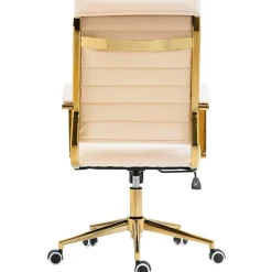 Bureaustoelen|Bureaustoelen-CLP Bureaustoel Havanna goud Frame - Kunstleer - creme