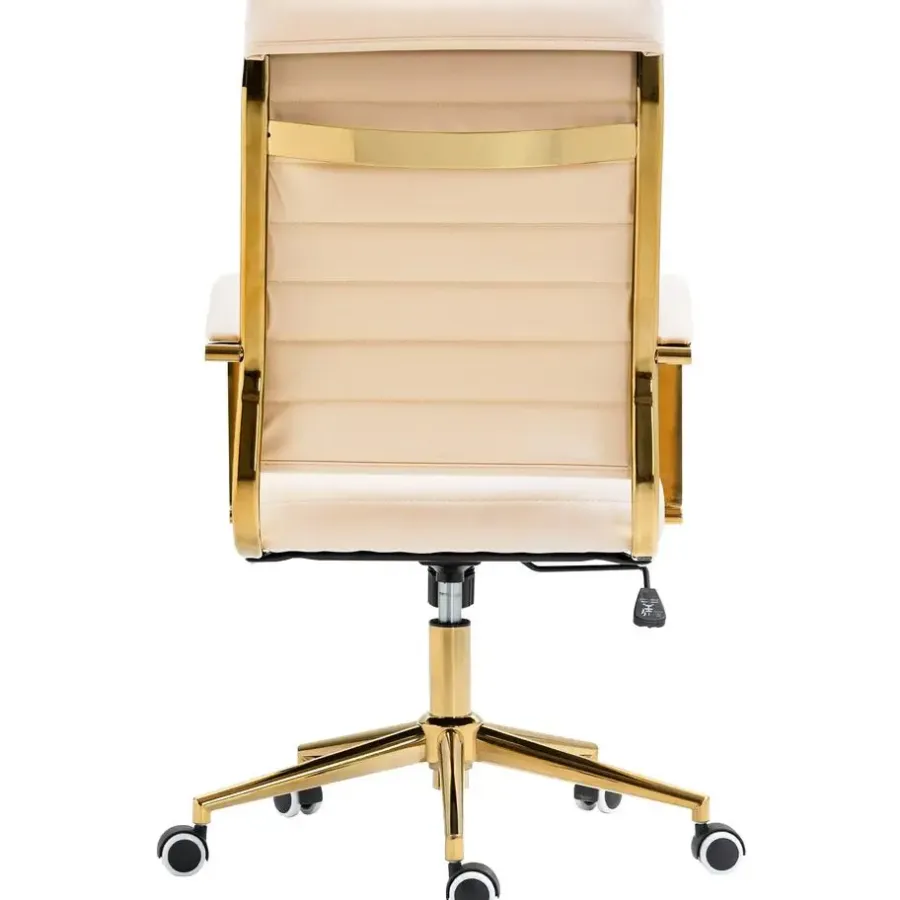 Bureaustoelen|Bureaustoelen-CLP Bureaustoel Havanna goud Frame - Kunstleer - creme