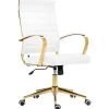 Bureaustoelen|Bureaustoelen-CLP Bureaustoel Havanna goud Frame - Kunstleer - wit